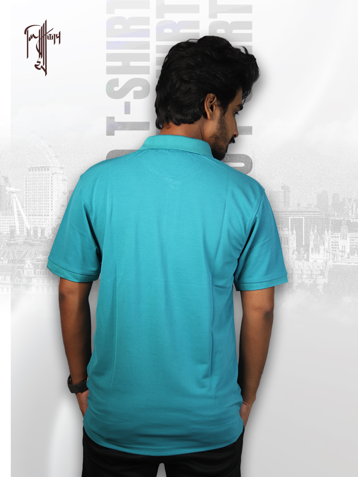 Premium Polo T-shirt (Teal-Blue) - Image 3