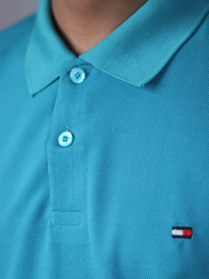 Premium Polo T-shirt (Teal-Blue) - Image 4