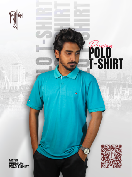 Premium Polo T-shirt (Teal-Blue)
