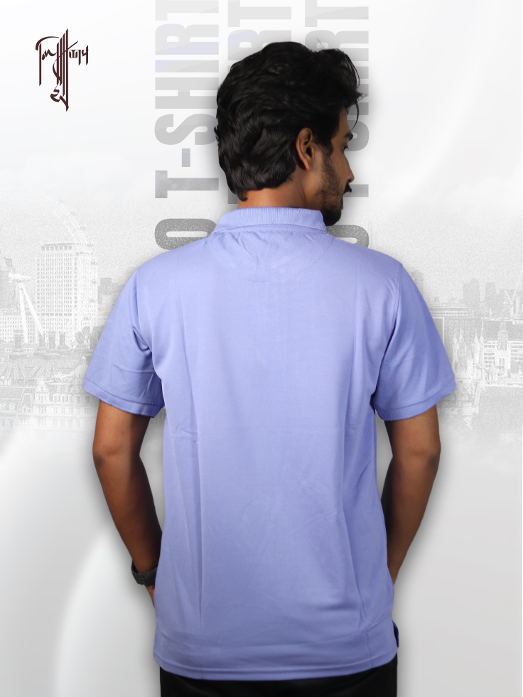 Premium Polo T-shirt (Lavender Blue) - Image 4